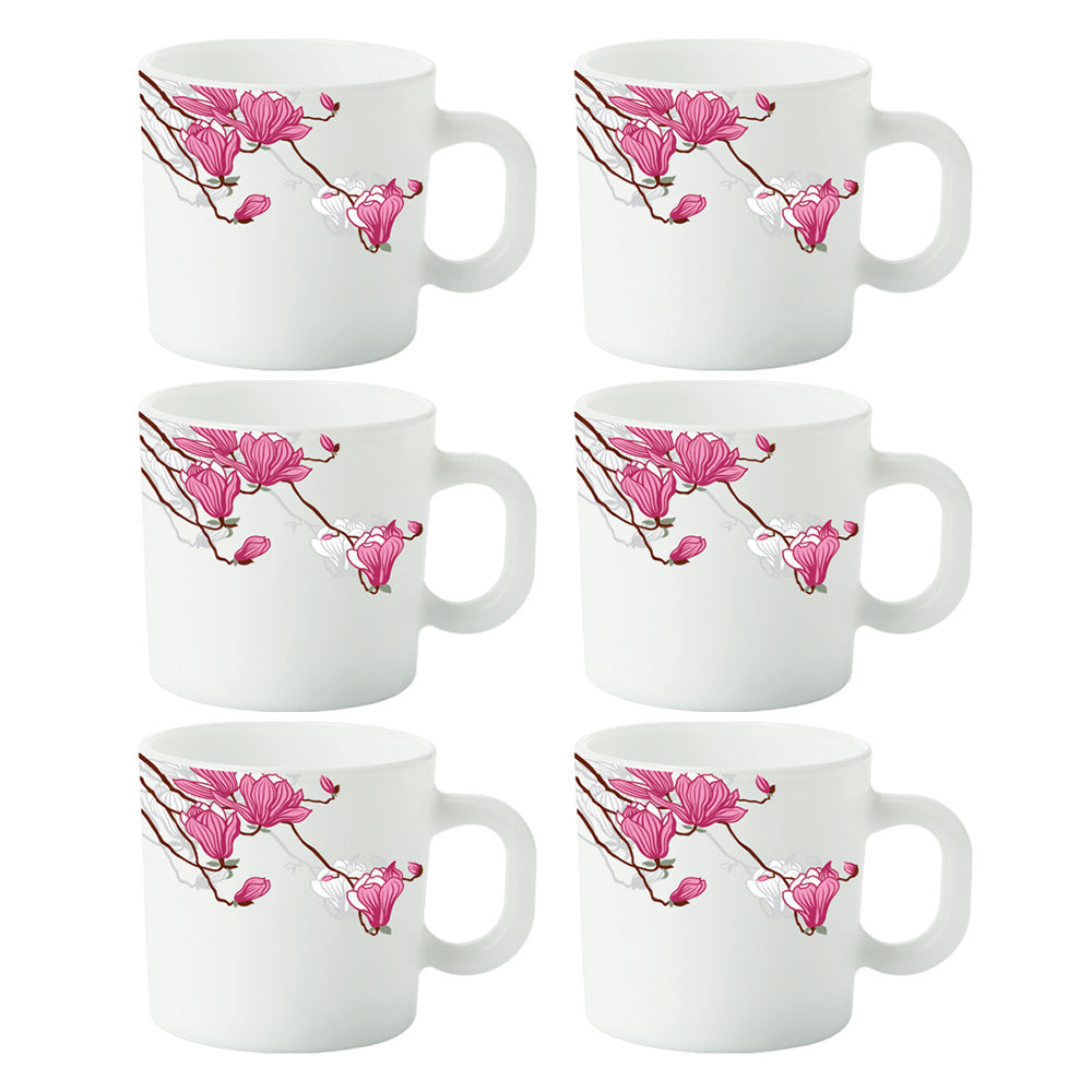 Larah By Borosil Lily Blossom Mug Set, 180ml x 6