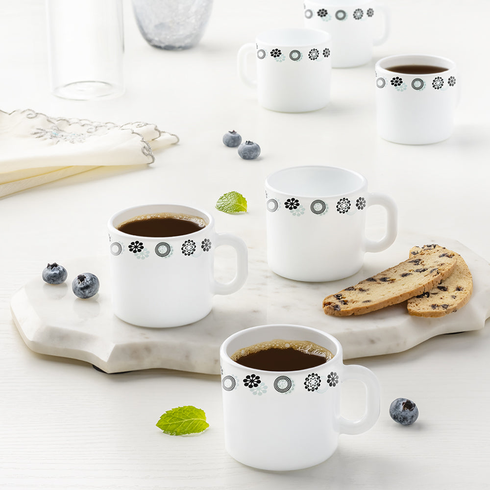 Larah by Borosil Universe Mug Set, 180ml x 12