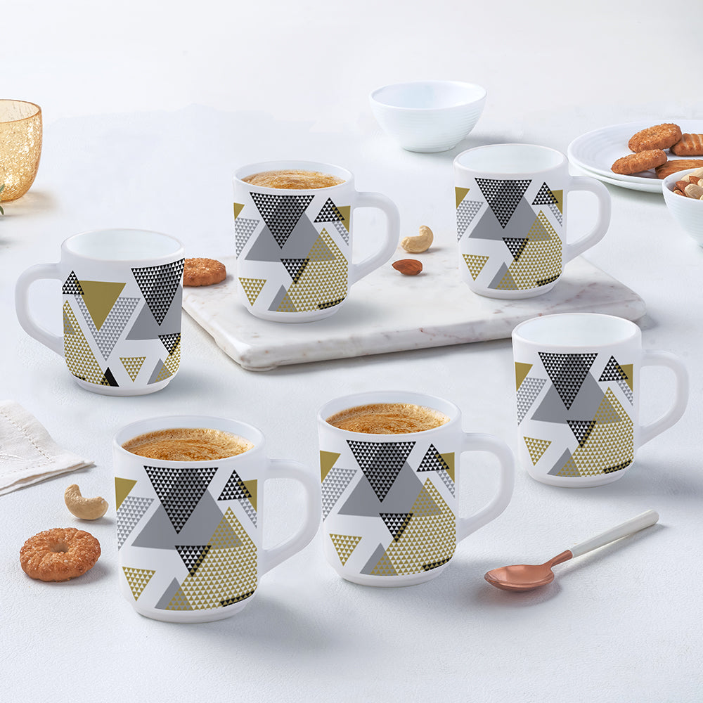 Larah by Borosil Nivaah Mug Set, 240ml x 6