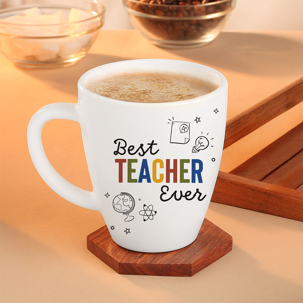 Larah by Borosil Teachers Day Opalware Mug, Best Teacher Ever, 390ml