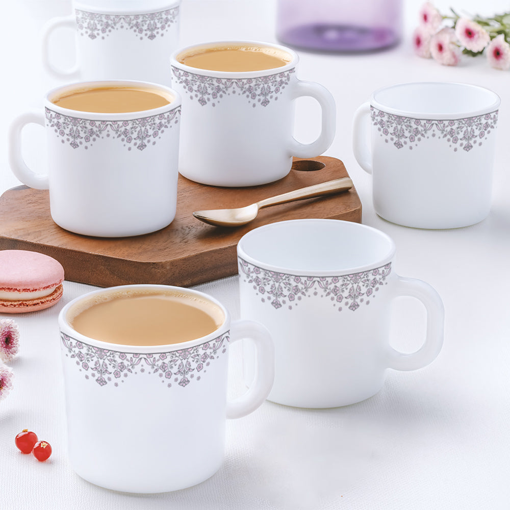 Larah by Borosil Lark Mug Set, 180ml x 12