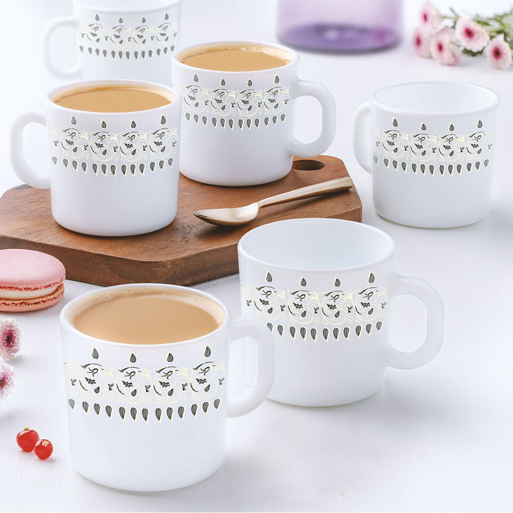 Larah by Borosil Ora Gold Mug Set, 180ml x 12