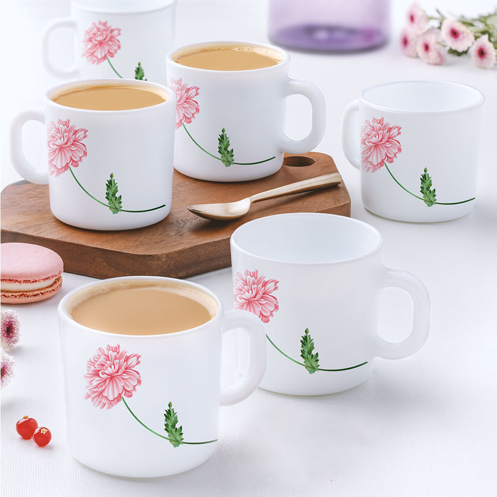Larah by Borosil Red Mist Mug Set, 180ml x 12