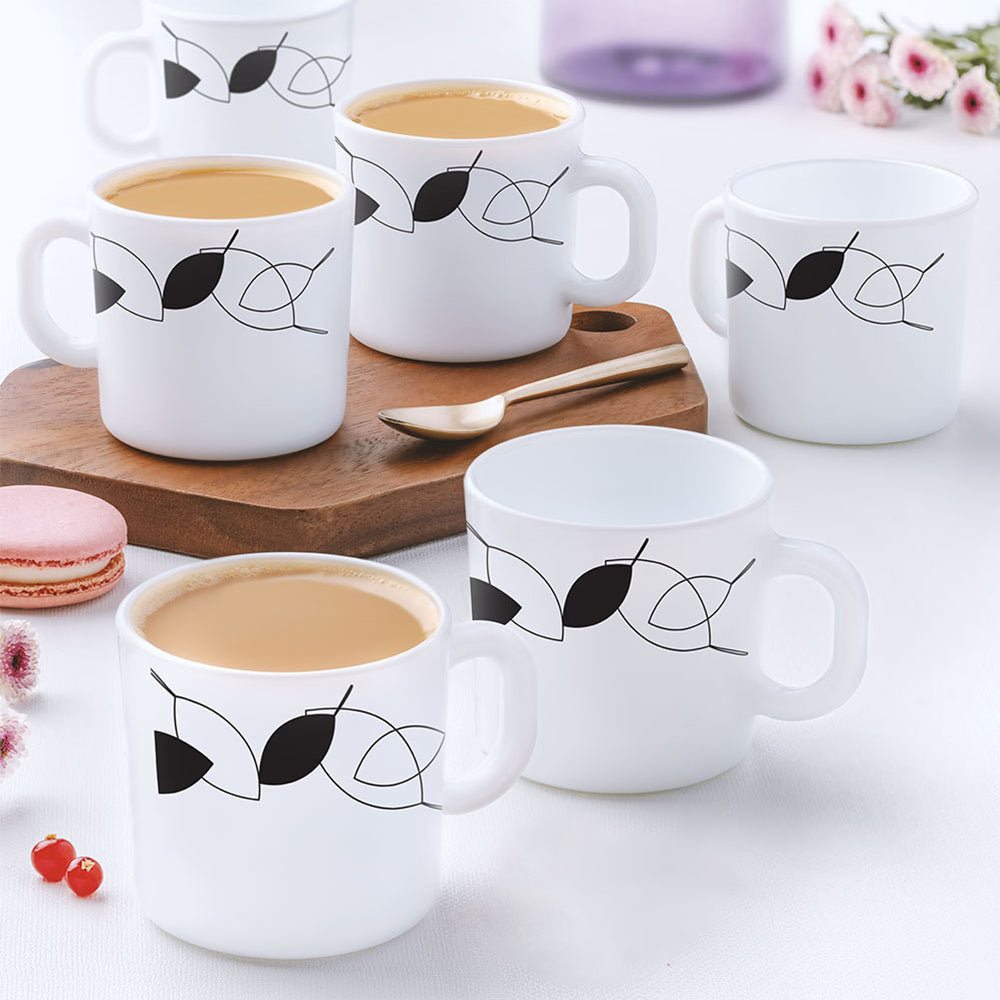 Larah by Borosil Shadow Mug Set, 180ml x 12