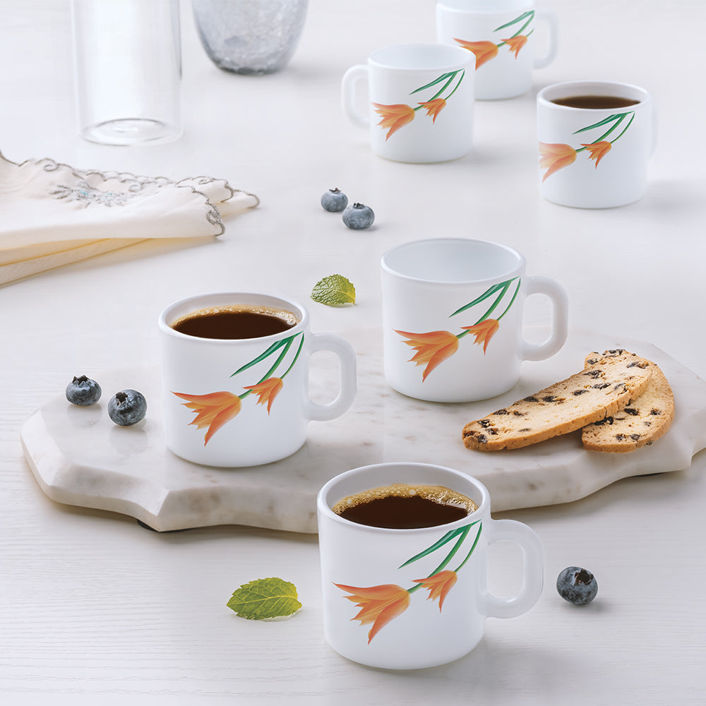 Larah by Borosil Firefly Mug Set, 100ml x 6