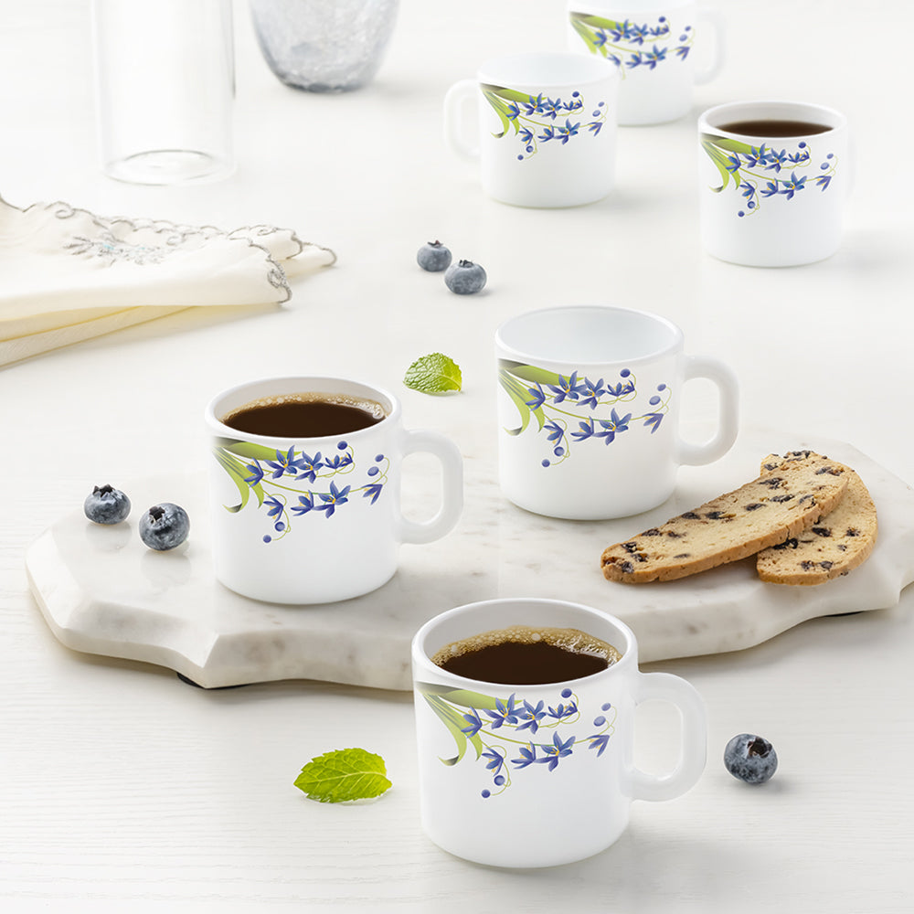 Larah by Borosil Lavender Mug Set, 100ml x 6