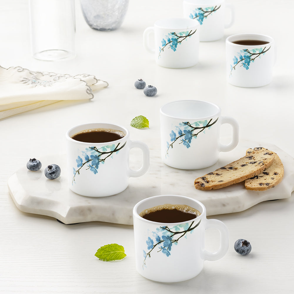 Larah by Borosil Mimosa Mug Set, 100ml x 6