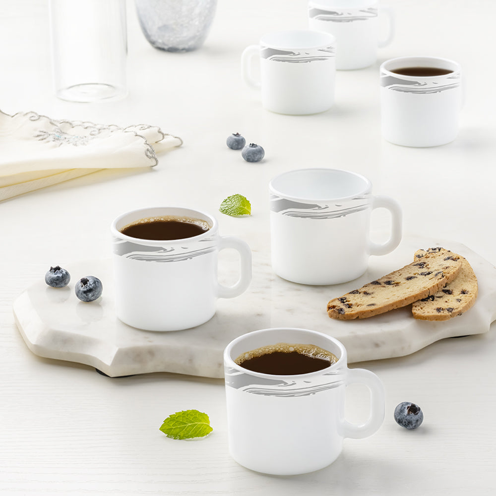 Larah by Borosil Marble Mug Set, 100ml x 6