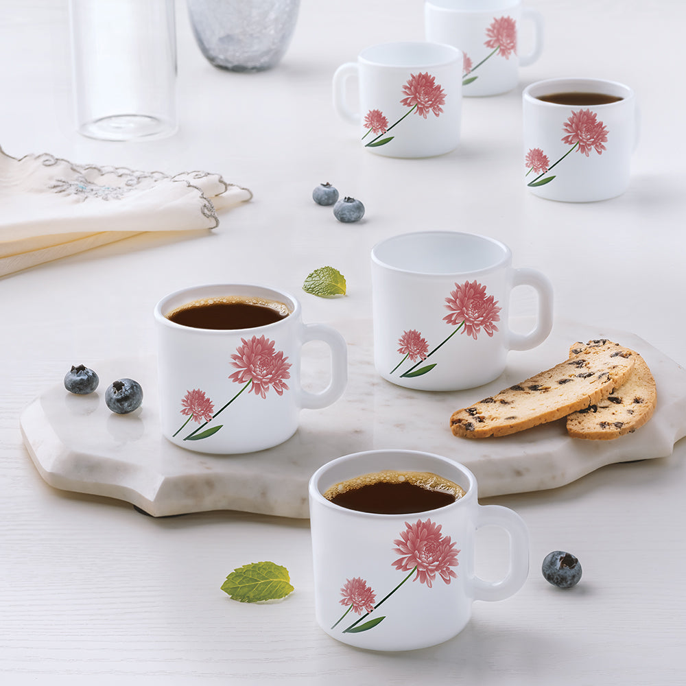Larah by Borosil Nargis Mug Set, 100ml x 6