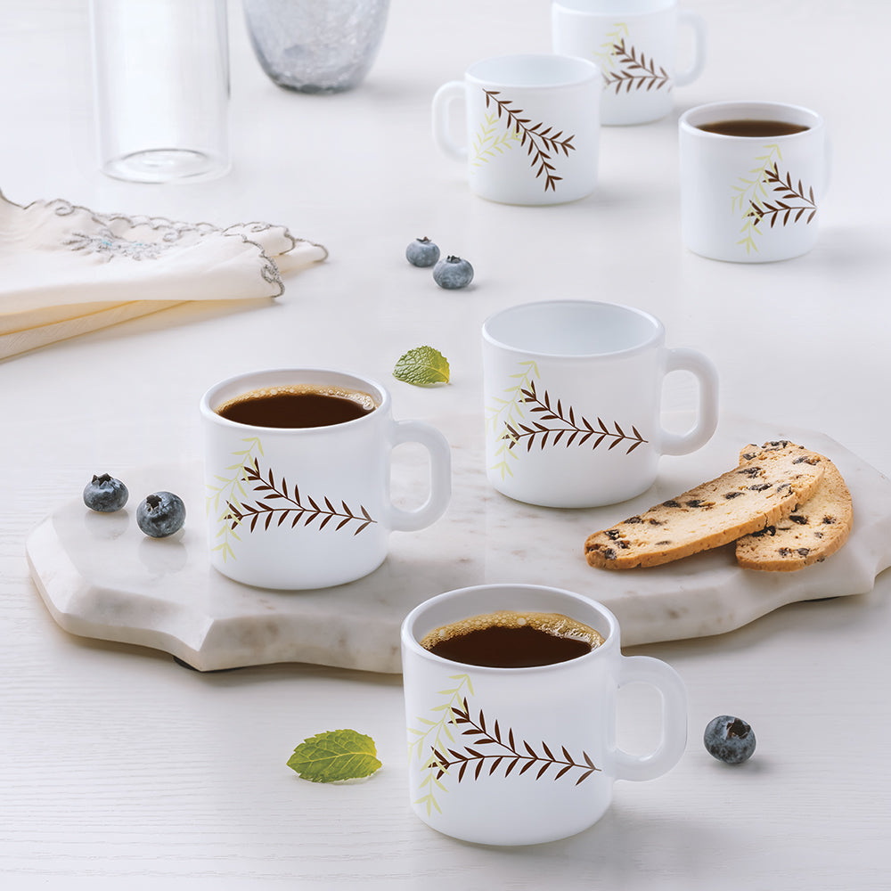 Larah by Borosil Oak Mug Set, 100ml x 6