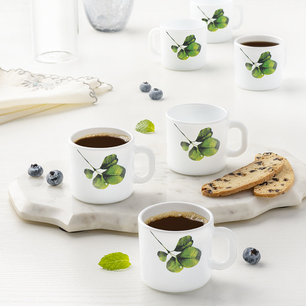 Larah by Borosil Oval Mug Set, 100ml x 6