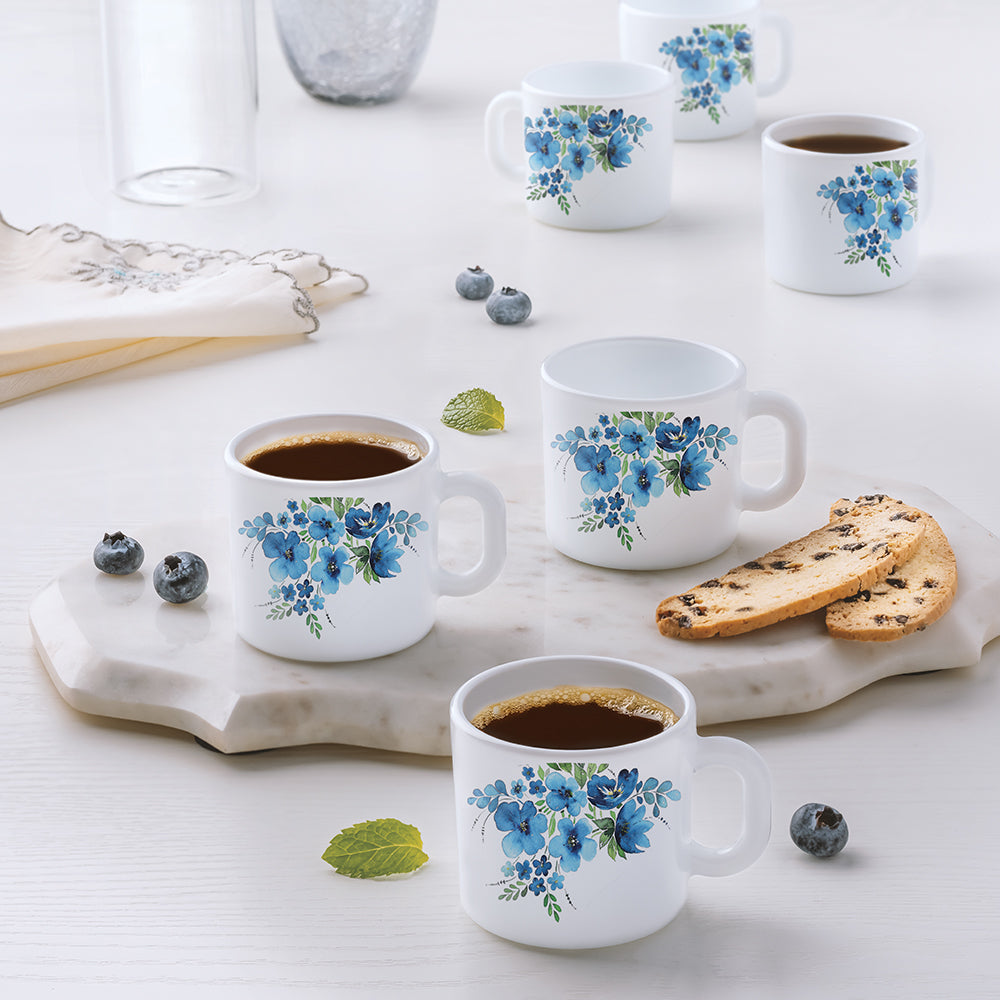 Larah by Borosil Pansy Mug Set, 100ml x 6