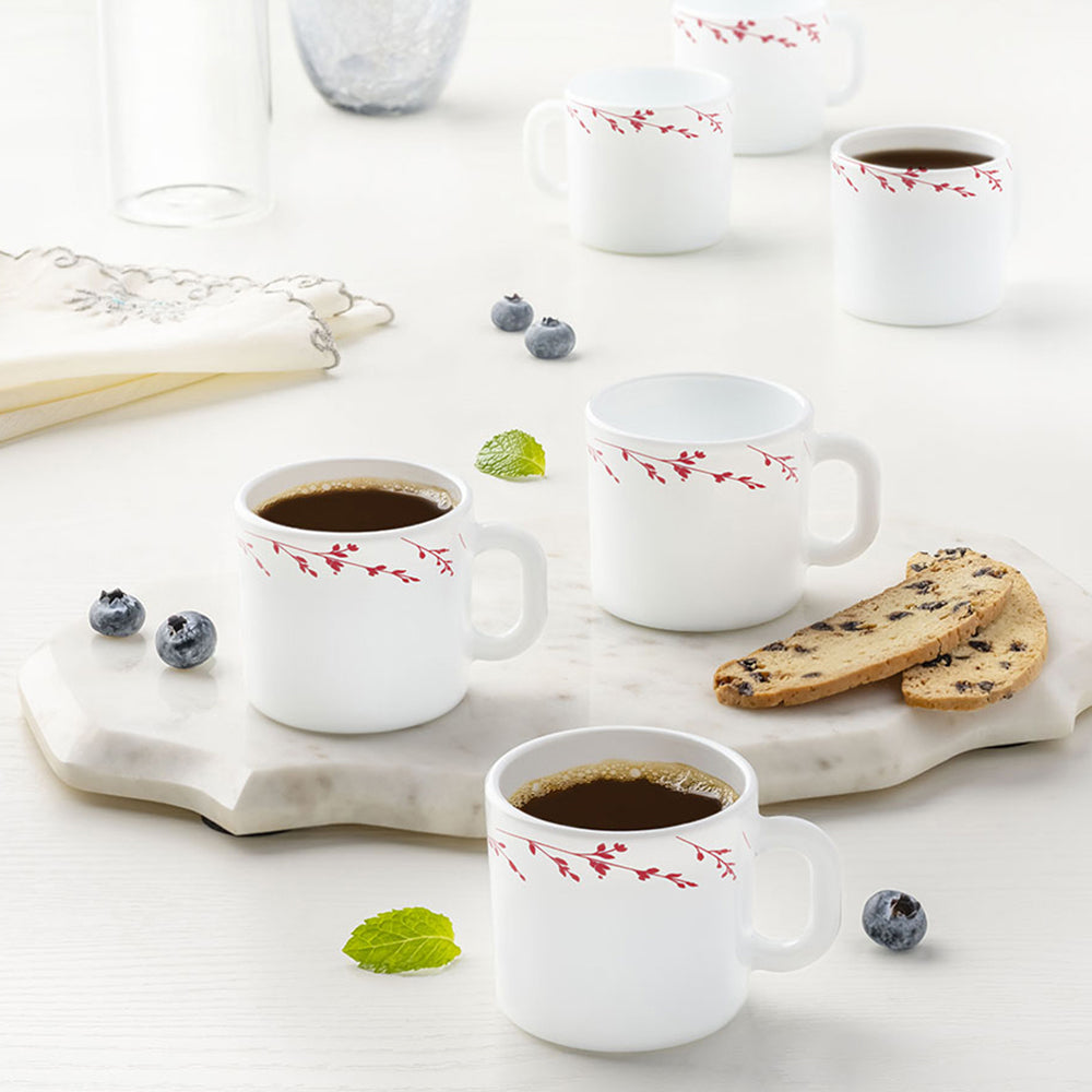 Larah by Borosil Vintage Mug Set, 100ml x 6