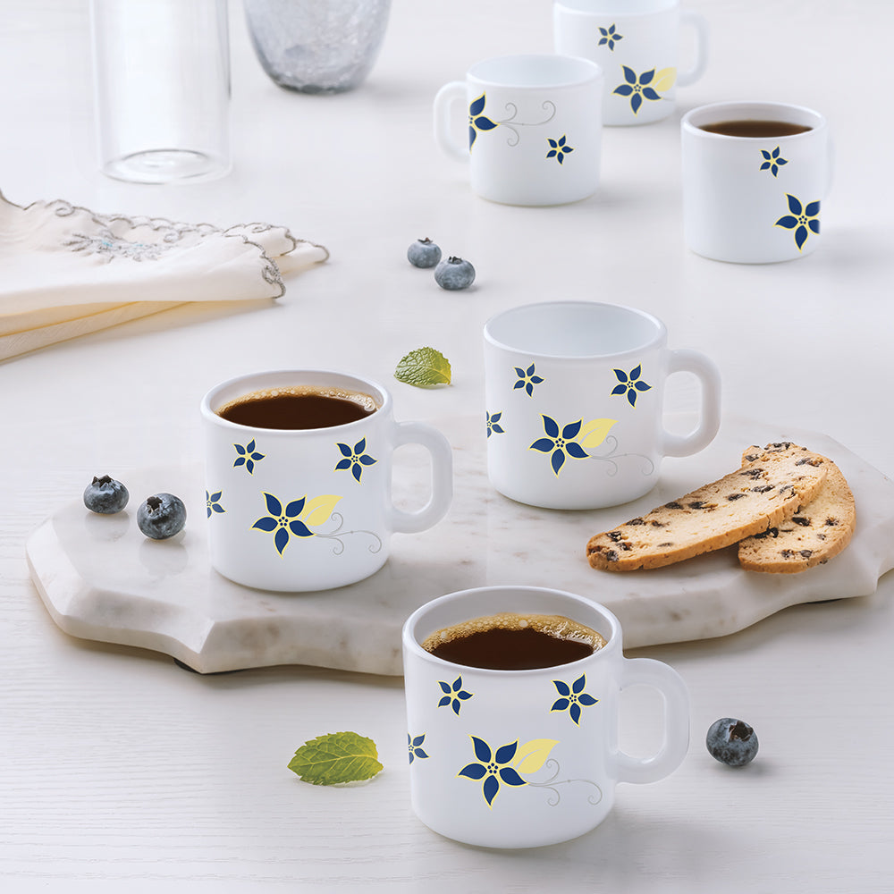 Larah by Borosil Viva Mug Set, 100ml x 6