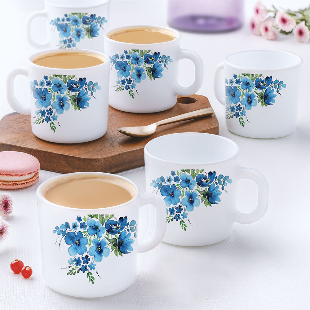 Larah by Borosil Pansy Mug Set, 180ml x 6