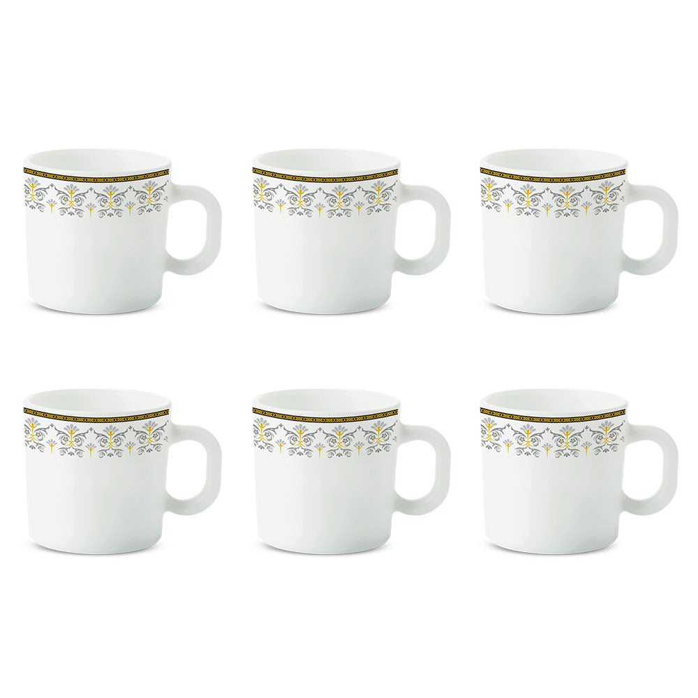 Larah By Borosil Vatika Mug Set, 180ml x 6