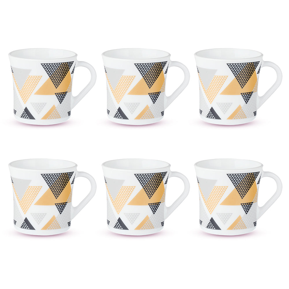 Larah by Borosil Crysta Nivaah Mug Set, 210ml x 6