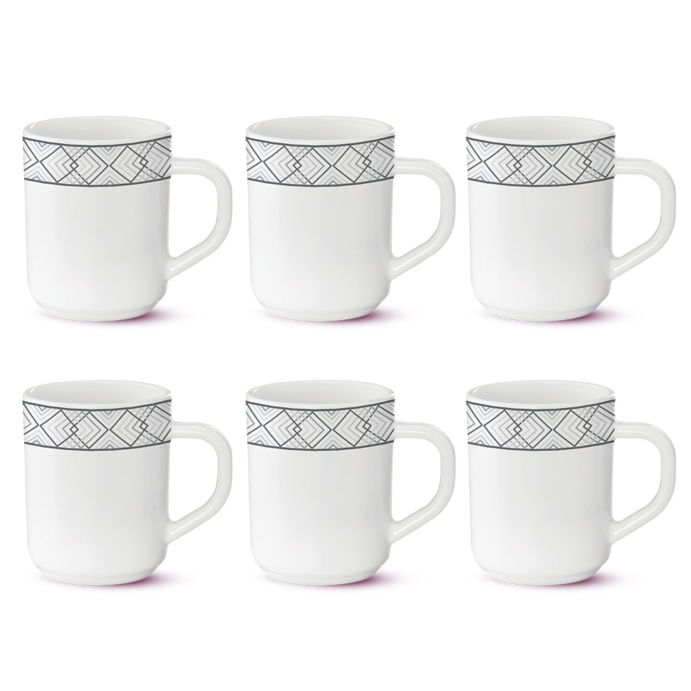 Larah By Borosil Cycladia Mug Set, 240ml x 6