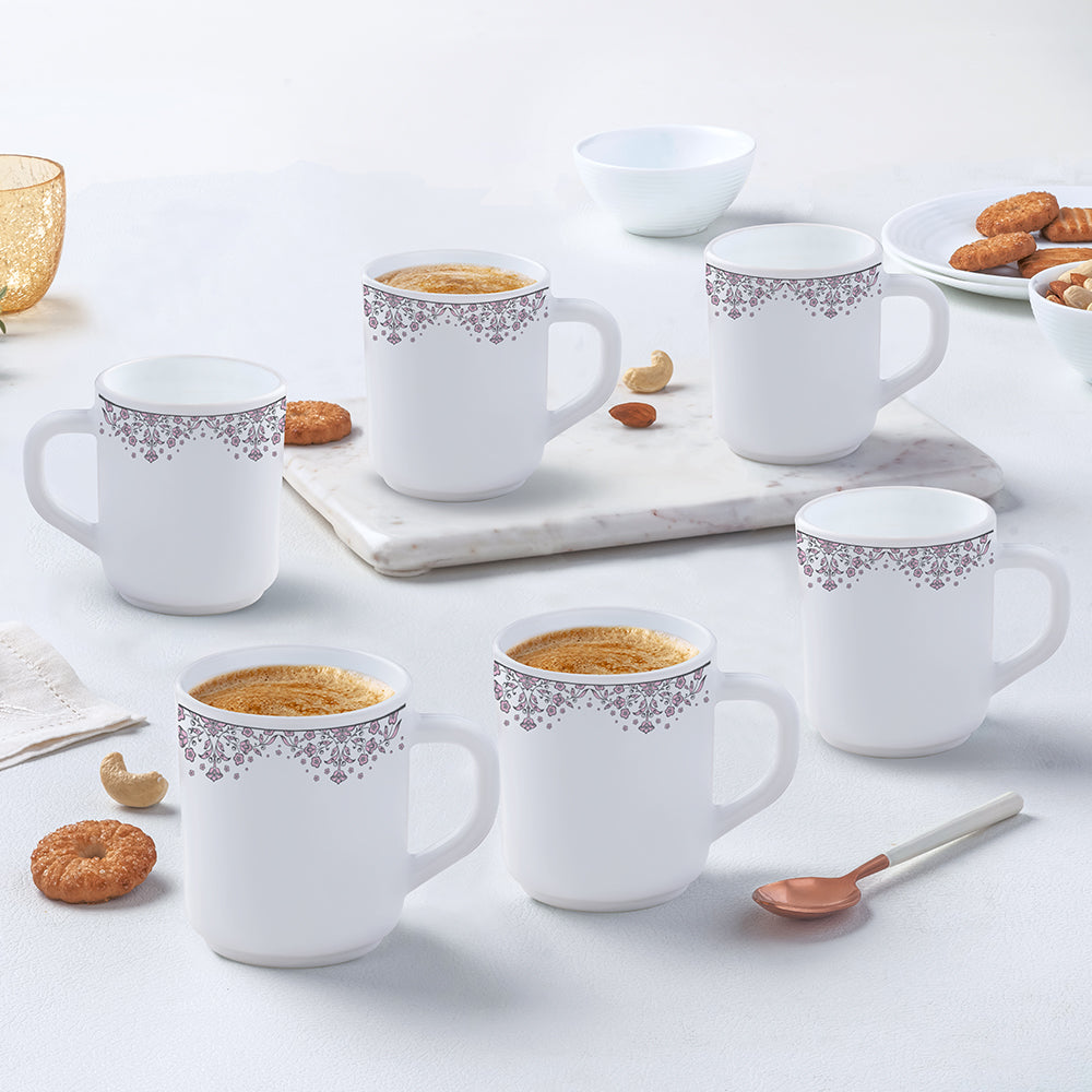Larah by Borosil Lark Mug Set, 240ml x 6