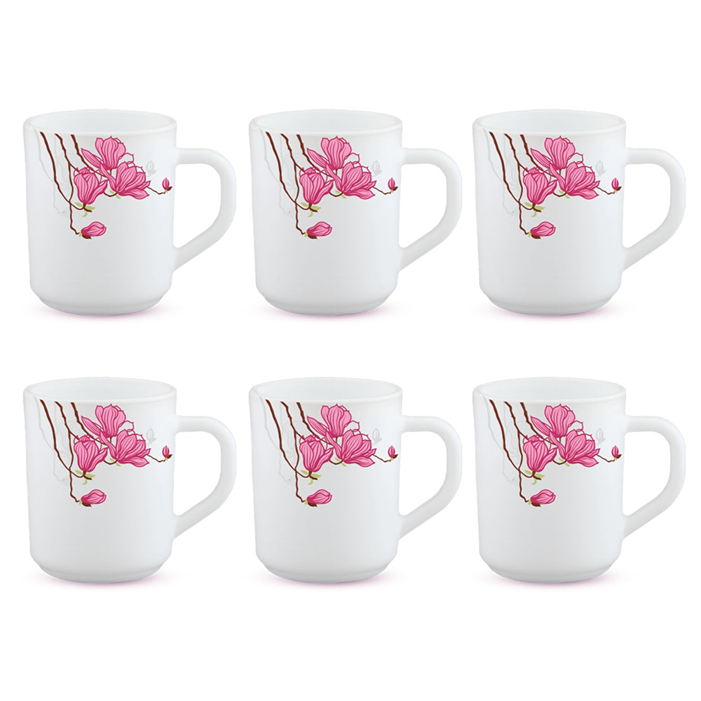 Larah By Borosil Lily Blossom Mug Set, 240ml x 6