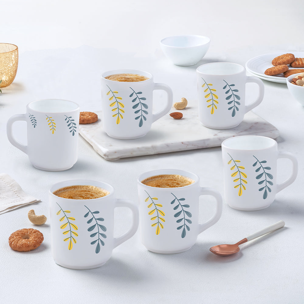 Larah by Borosil Niva Mug Set, 240ml x 6