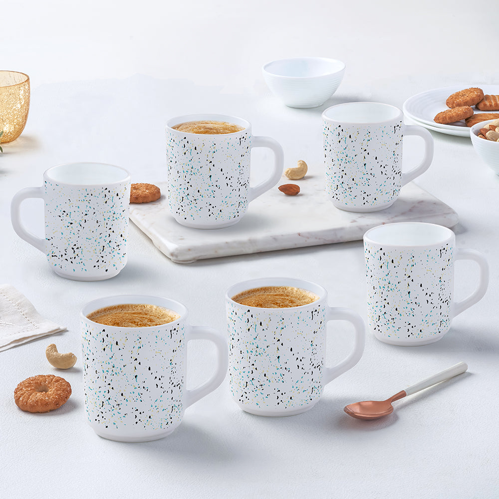 Larah by Borosil Riva Mug Set, 240ml x 6