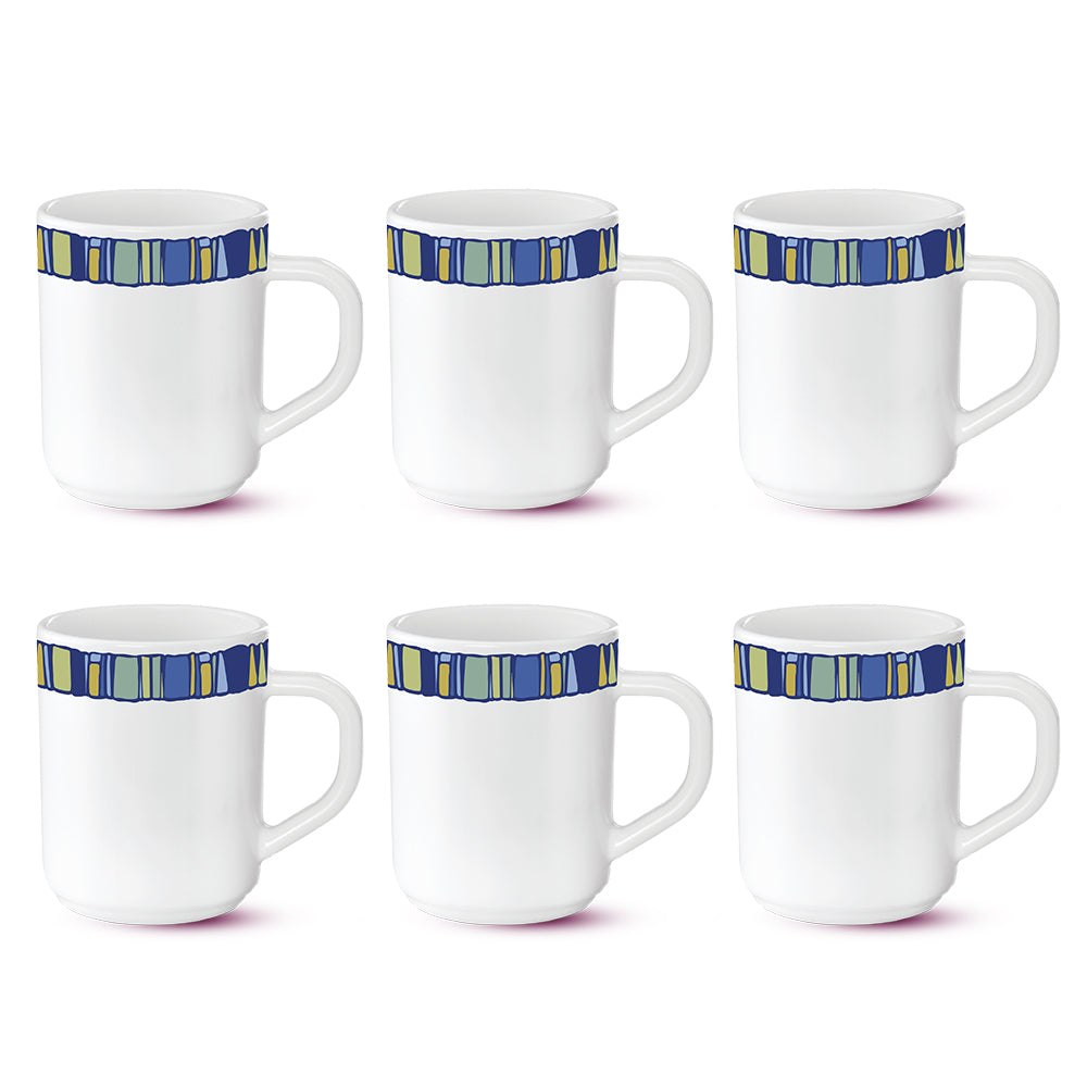 Larah By Borosil Sapphire Mug Set, 240ml x 6