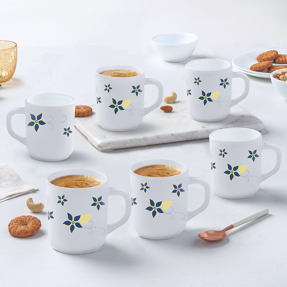 Larah by Borosil Viva Mug Set, 240ml x 6