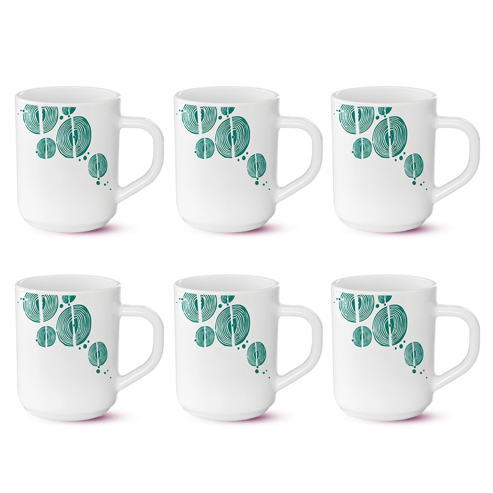 Larah By Borosil Woodstock Mug Set, 240ml x 6