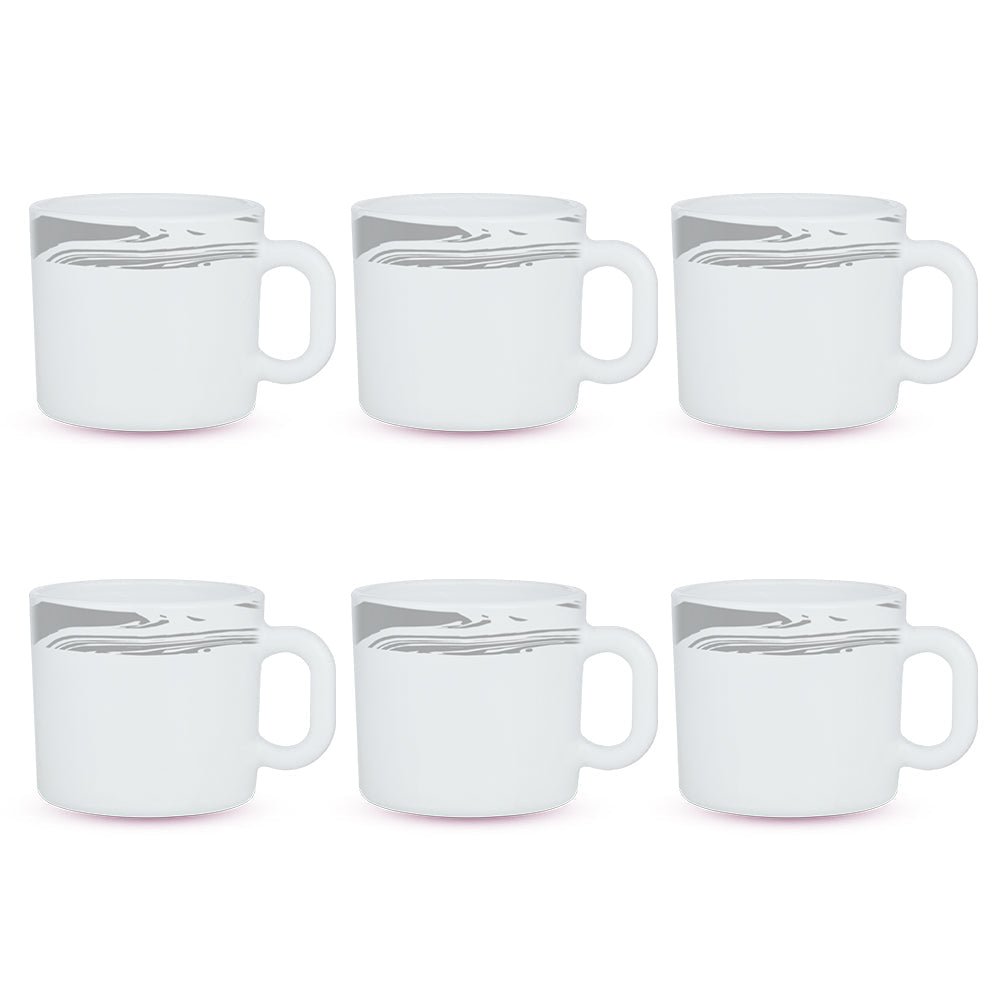 Larah by Borosil Marble Mug Set, 180ml x 12
