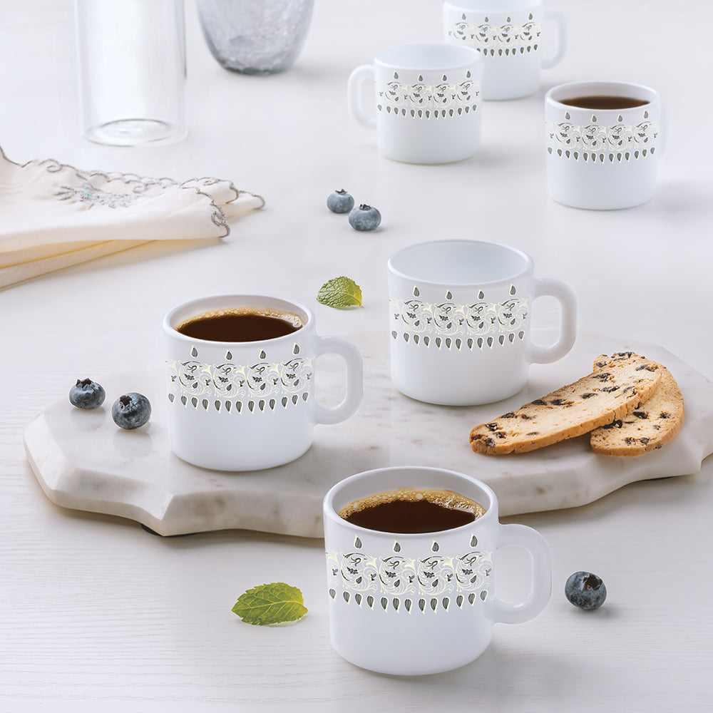 Larah by Borosil Ora Gold Mug Set, 320ml x 4