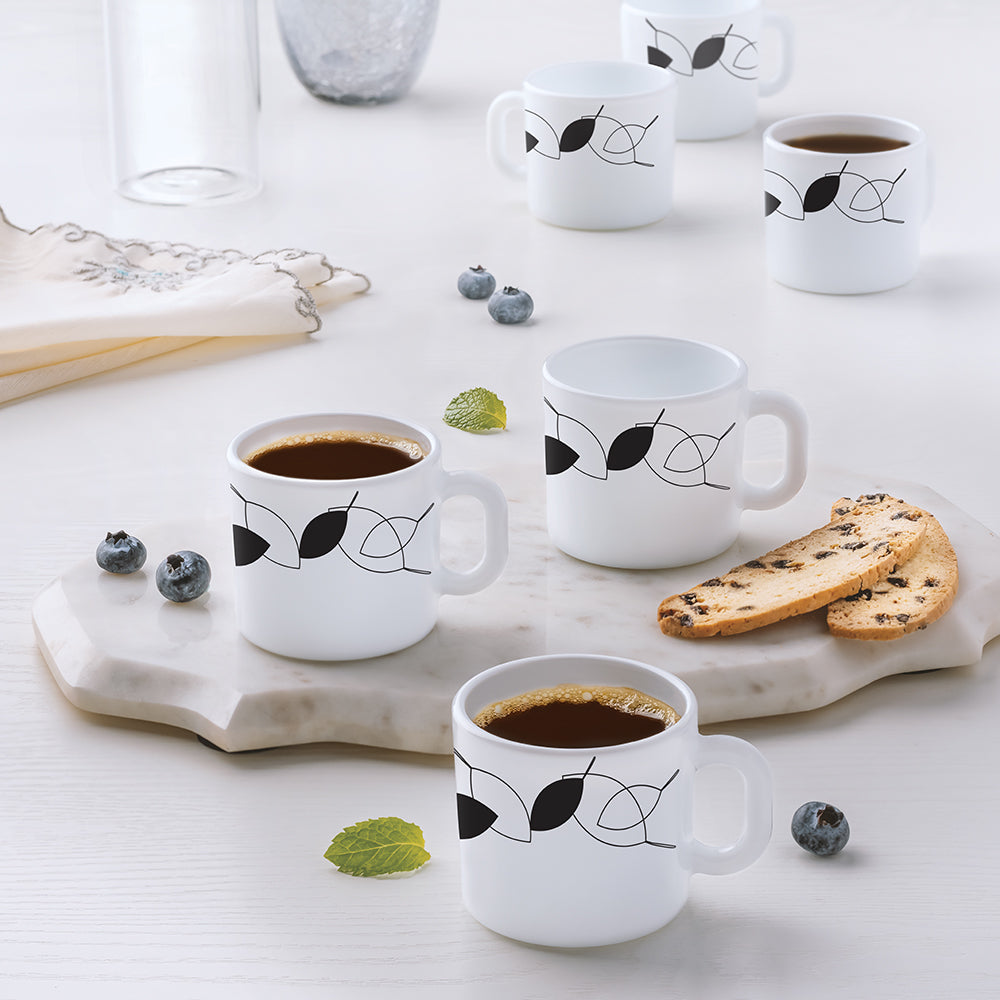 Larah by Borosil Shadow Mug Set, 320ml x 4