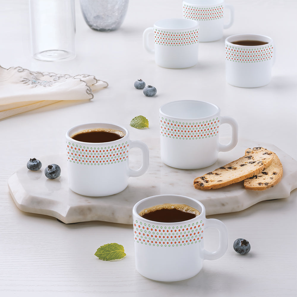 Larah by Borosil Waltz Mug Set, 320ml x 4